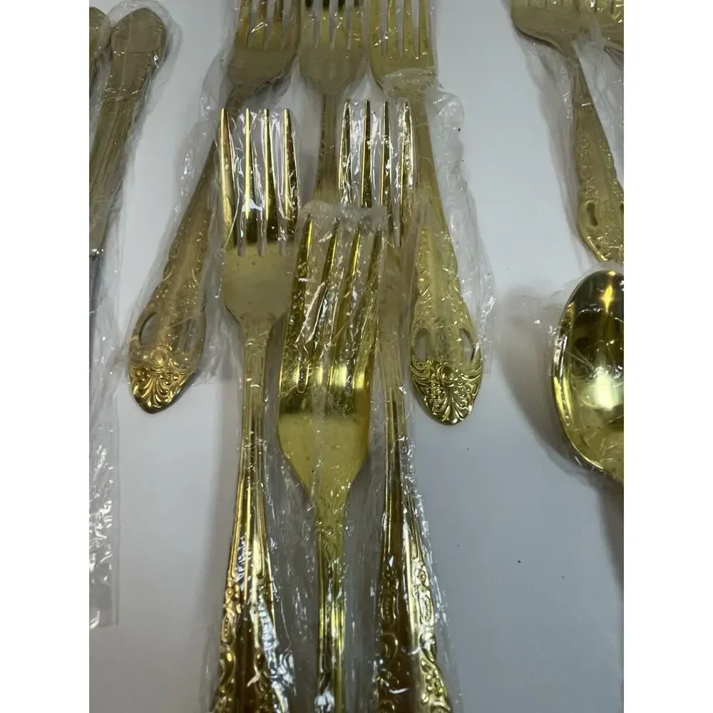 Gibson Gold Electroplated Stainless Steel Flatware Service For 6 - 30 Pc *Read